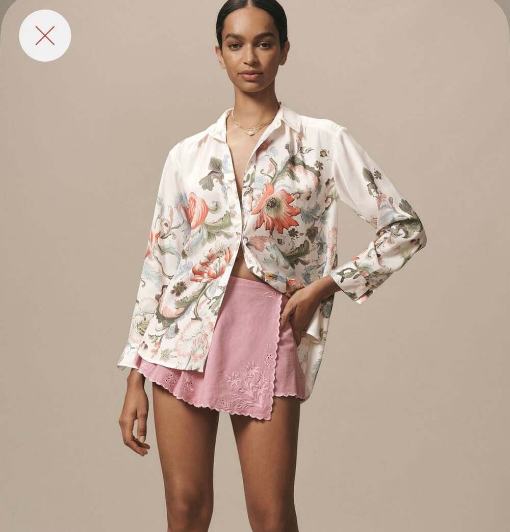 Anthropologie Floral Brielle Relaxed Button-down
Shirt Button-up Top S